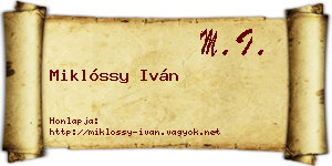 Miklóssy Iván névjegykártya