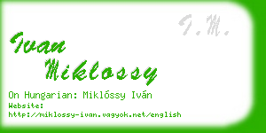 ivan miklossy business card