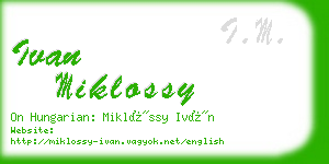 ivan miklossy business card